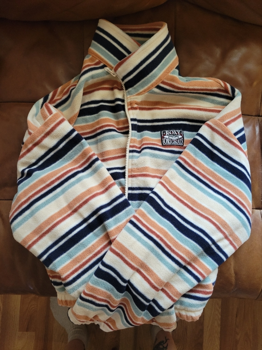 Roxy striped fleece pullover cozy surf style size M